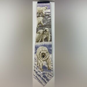 Endangered Species Novelty Tie POLAR BEAR TUNDRA 100% Silk Necktie W/Insert 1995